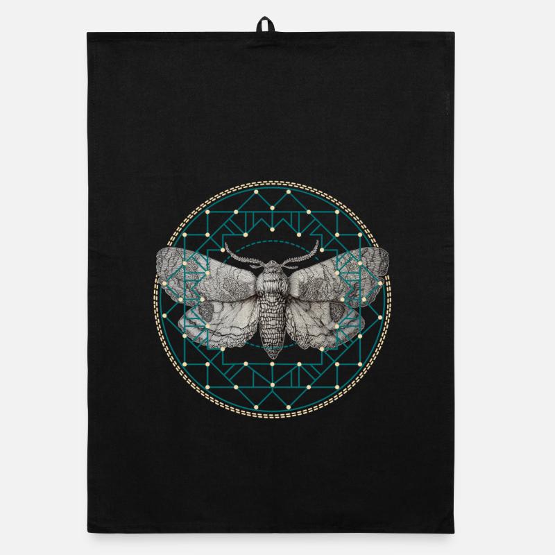 Moth Sacred Geometry Organic dish towel