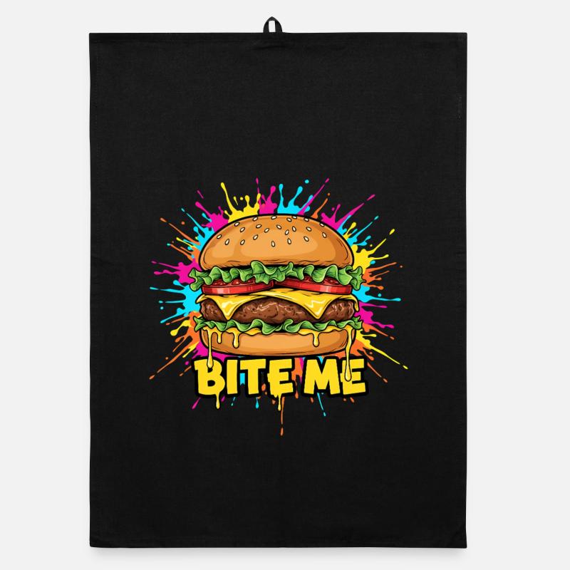 Pop Art Burger Bite Me Organic dish towel