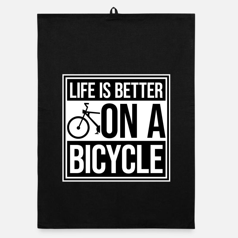 Life is better on a bicycle Radfahren Spruch Sport Organic Geschirrtuch