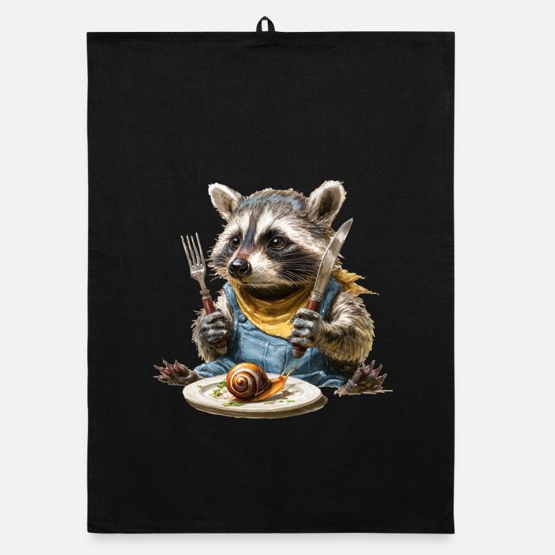 Waschbär-Küchenchef mit Gabel und Messer Organic Geschirrtuch