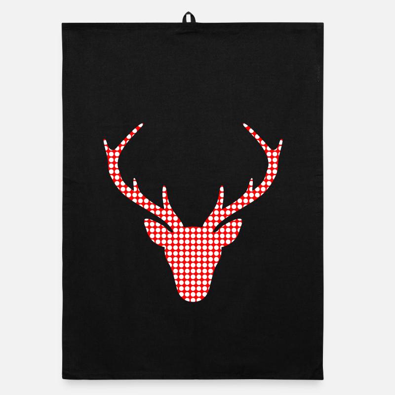 Red deer in dot pattern Organic dish towel