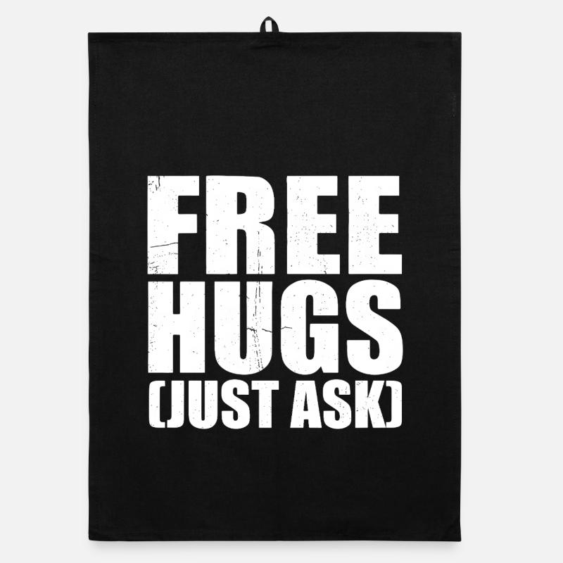 Free Hugs Just Ask Distressed Text Organic dish towel