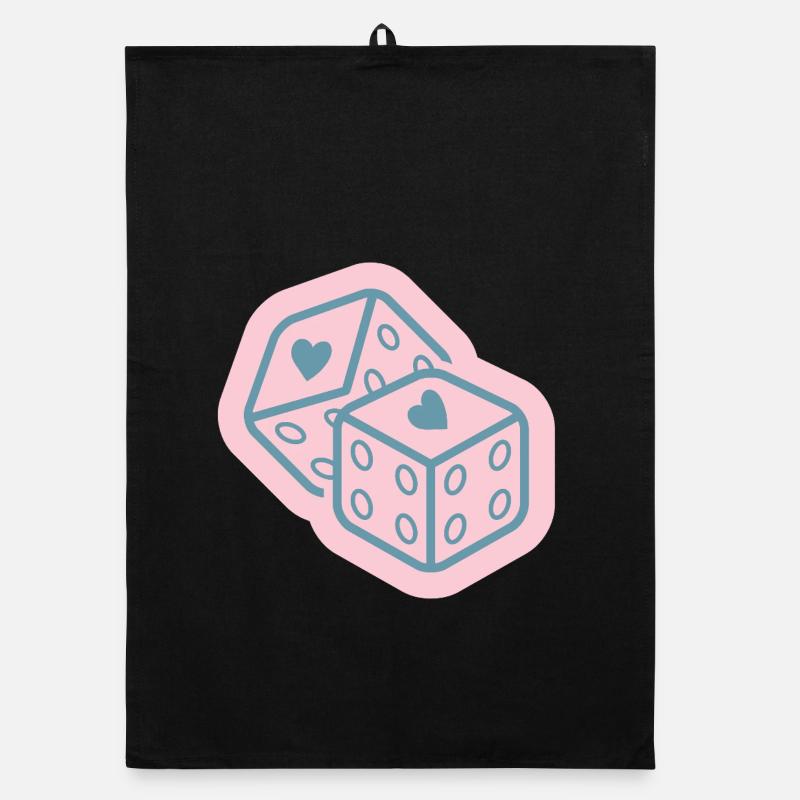 Heart-Dice-Design - Organic Geschirrtuch - Schwarz