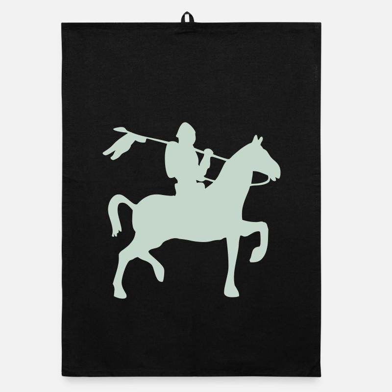 Knight warrior on a horse Organic dish towel