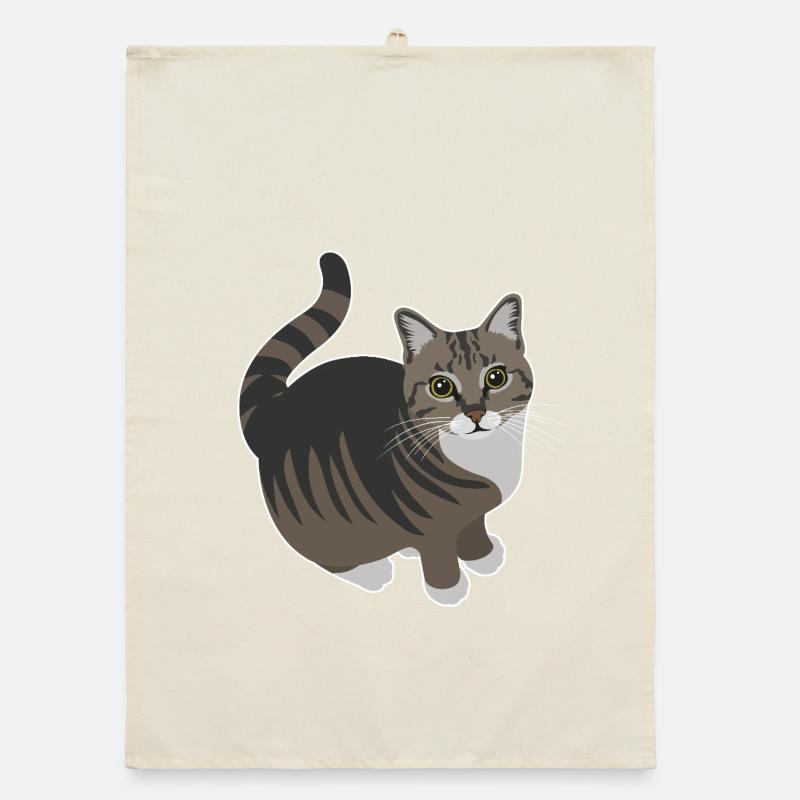 tabby cat with white paws Organic dish towel