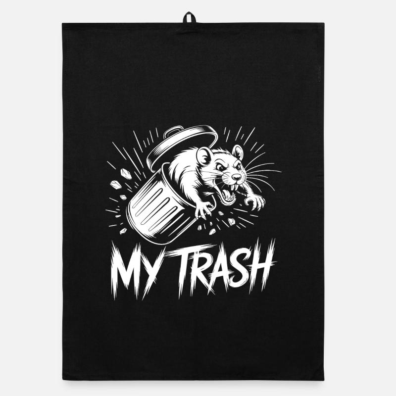 Aggressive Ratte im Mülleimer – My Trash Organic Geschirrtuch