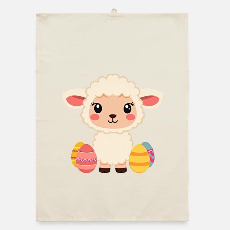 Sheep at Easter Organic dish towel