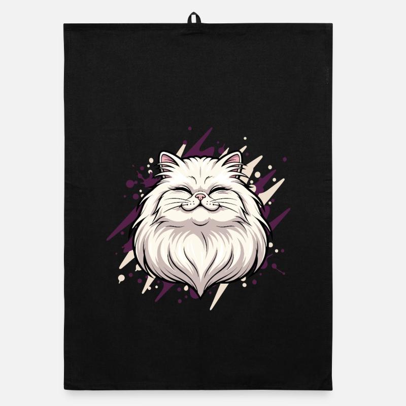 Tête de chat joyeuse avec des touches de couleur Torchon bio