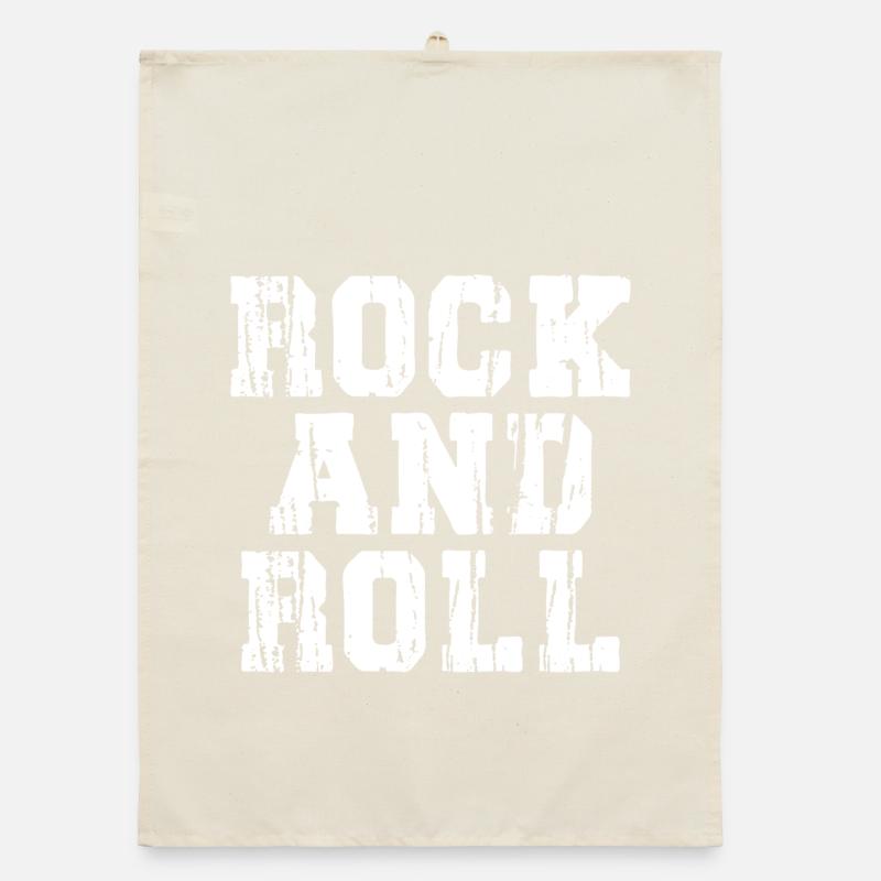 Rock and Roll Distressed Text Logo Organic dish towel