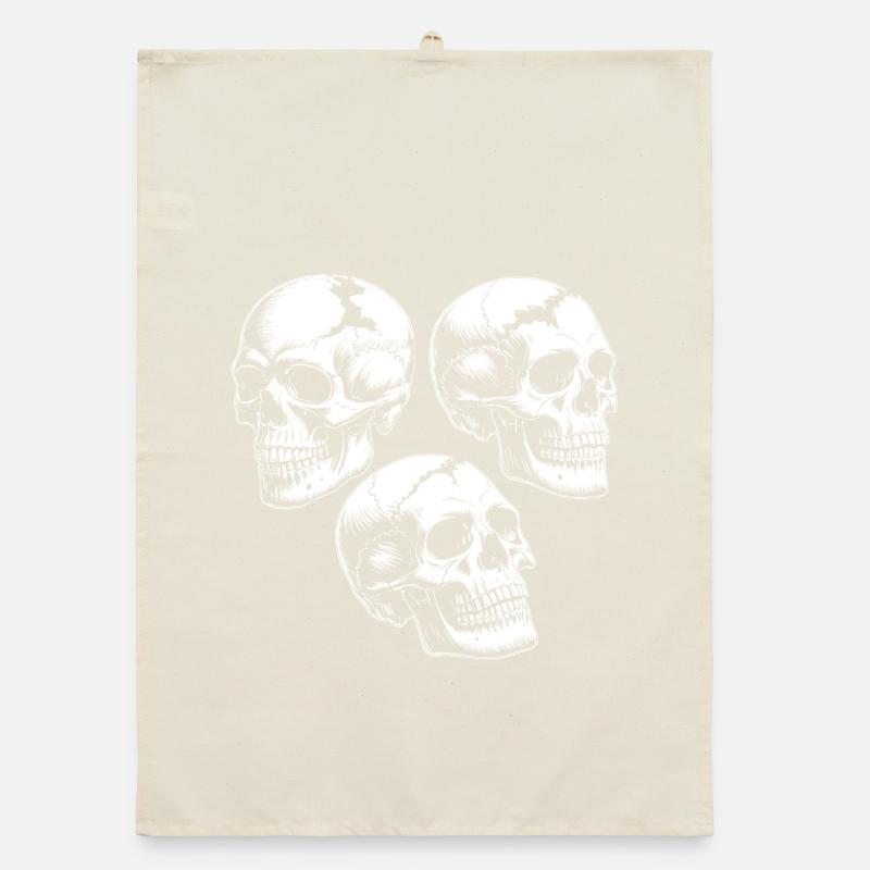 Three Skull Silhouettes Organic dish towel