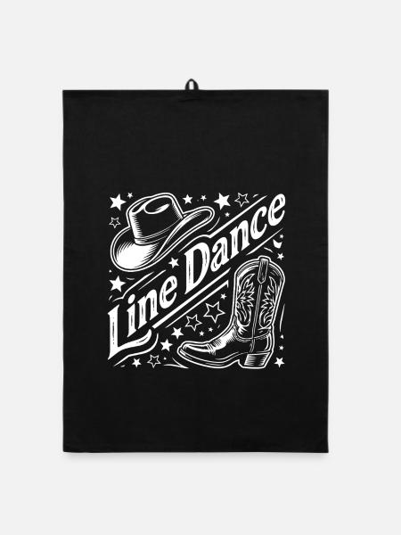 Line Dance Western Grafik - Organic Geschirrtuch - Schwarz - Vorne