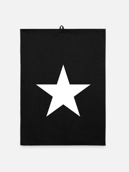 Weißer Stern, white star - Organic Geschirrtuch - Schwarz - Vorne