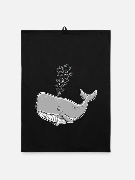 Wal mit Seifenblasen Pottwal Buckelwal Ocean  - Organic Geschirrtuch - Schwarz