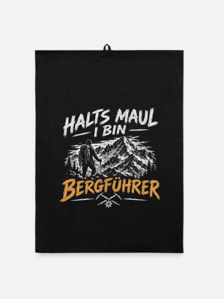 Bergführer Spruch: Halt's Maul - Organic Geschirrtuch - Schwarz