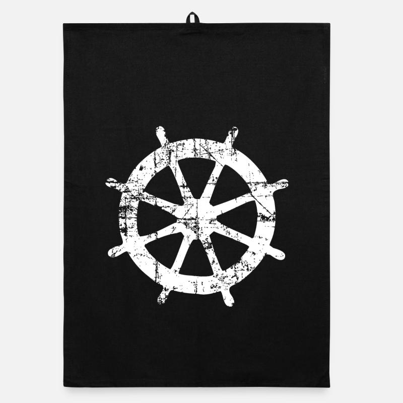 Steering Wheel Vintage White Sailing Design (FR) Torchon bio