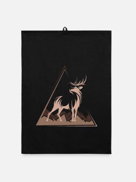 Deer Deer Cadeau de Noël - Torchon bio - noir - Devant
