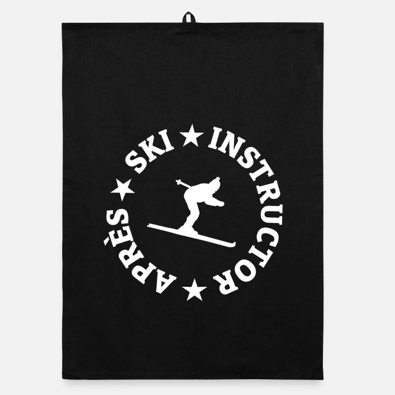 Après-Ski Instructor (Weiß) Skifahrer Skilehrer Organic Geschirrtuch