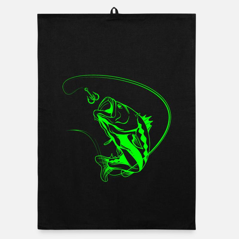 Leuchtender Angelfisch im Neon-Stil - Organic Geschirrtuch - Schwarz