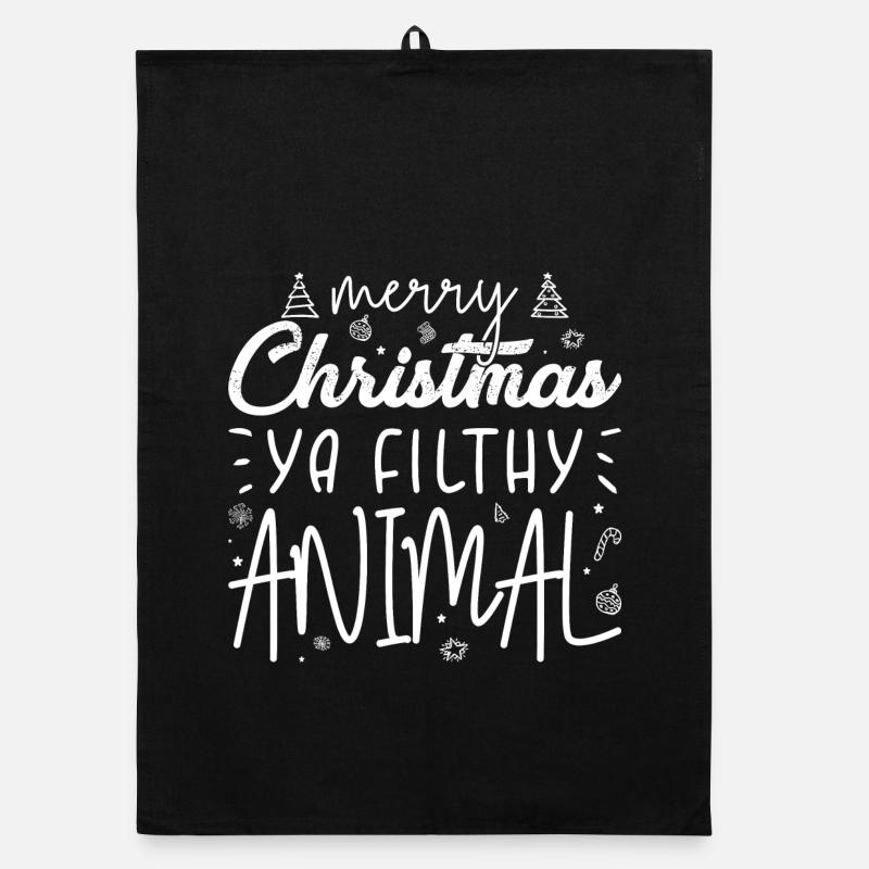 Cheeky Christmas Phrase Print Organic dish towel