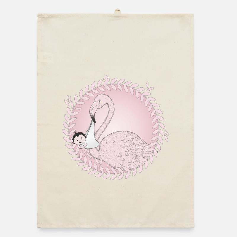 Flamingo amène le bébé au lieu de la cigogne Torchon bio