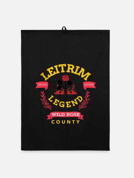 Leitrim Legend Wild Rose County for County Leitrim - Organic dish towel - black - Front