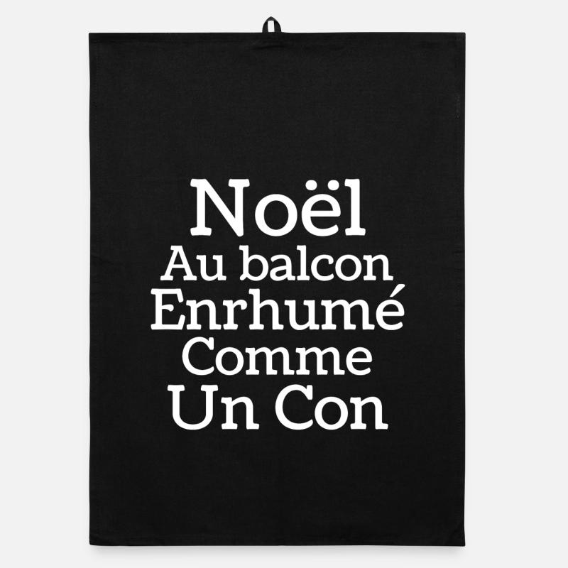 Noël au balcon, joyeux Noël, joyeuses fêtes Torchon bio