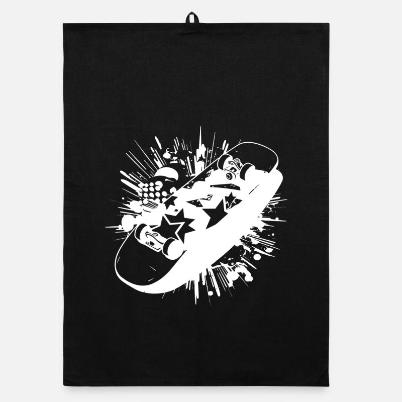 Skateboard Farbklecks Organic Geschirrtuch