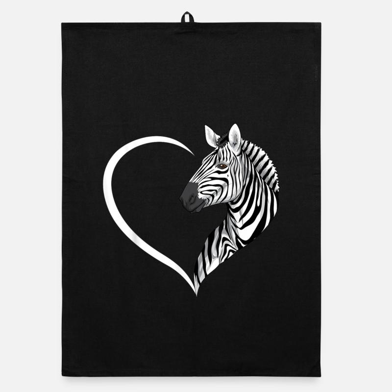 Zebra Herz Silhouette - Organic Geschirrtuch - Schwarz
