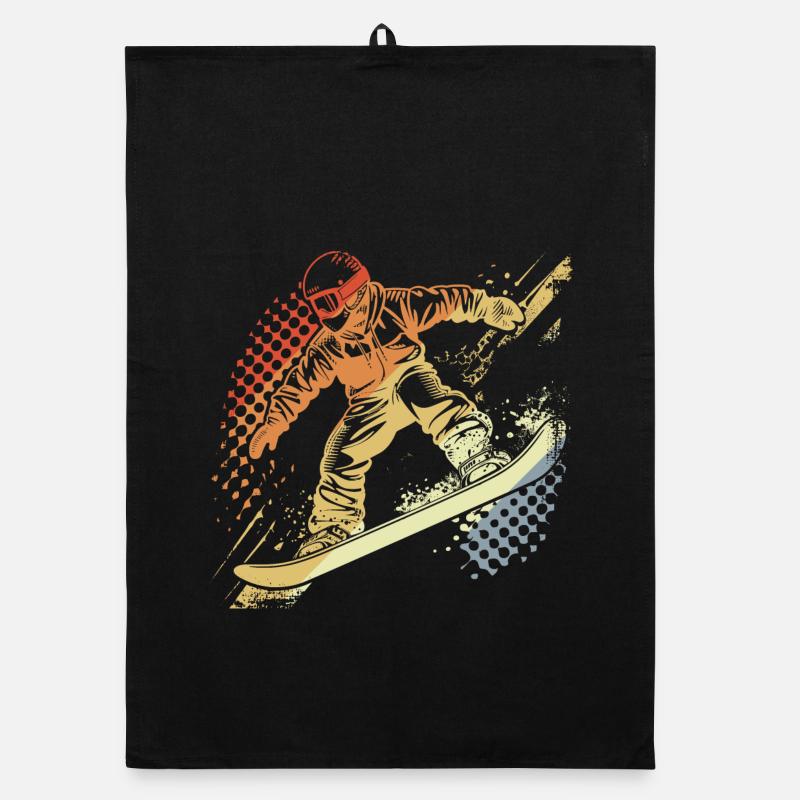 Snowboarder Graphique Rétro Torchon bio