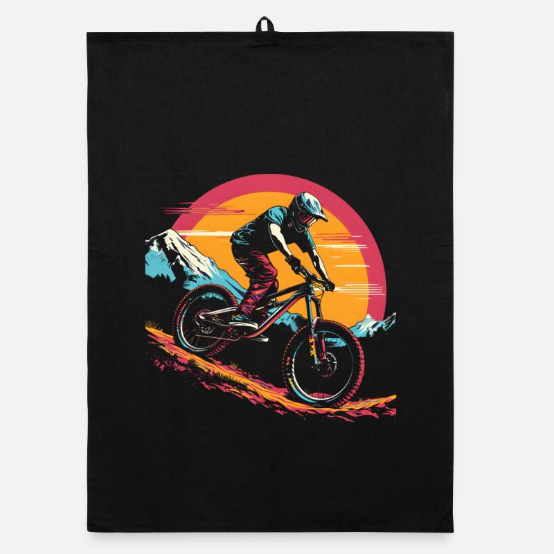 Mountain biking illustration Organic dish towel