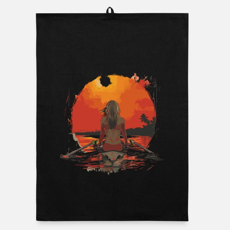 Illustration rower Organic dish towel