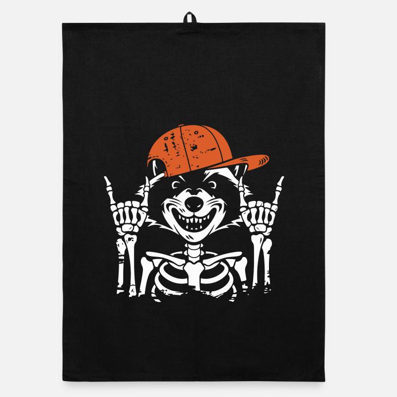Cool Skeleton with Orange Hat Organic dish towel