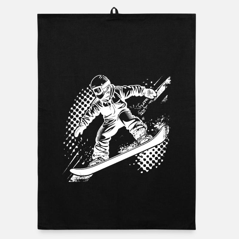 Snowboarder Zeichnung Organic Geschirrtuch