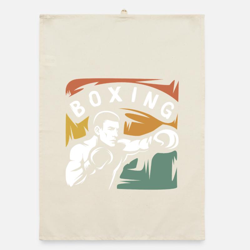Combattant de boxe vintage – Conception de boîte rétro Torchon bio