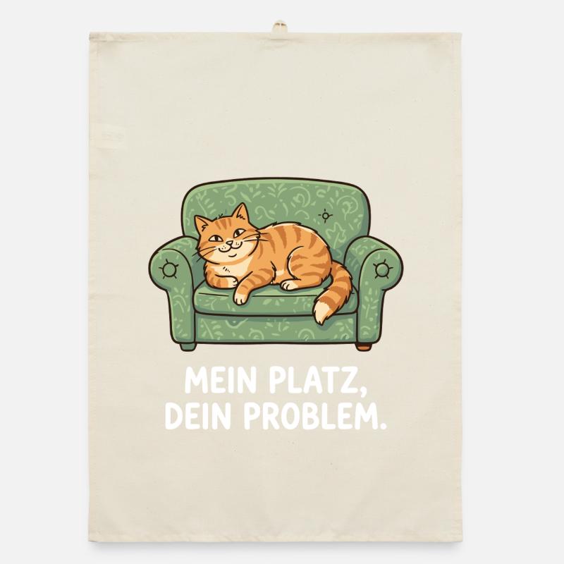 My place, your problem cat Organic dish towel