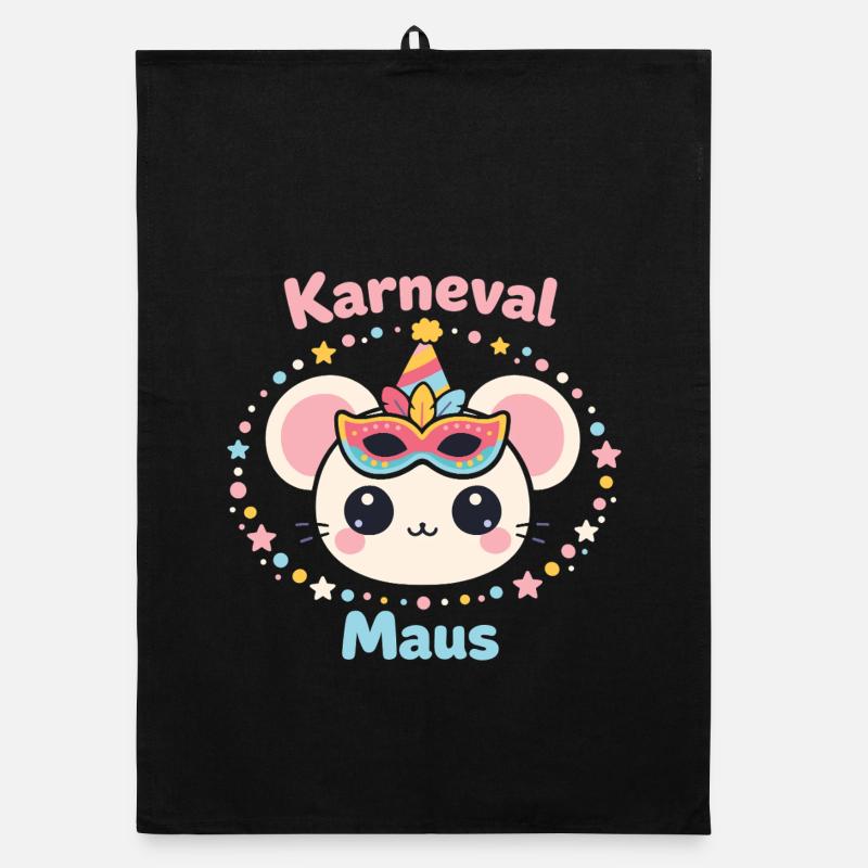 Karneval Maus Kostüm Damen Süß Fasching - Organic Geschirrtuch - Schwarz