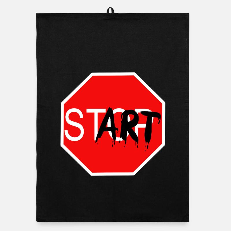 Start Sign Graffiti Stop Sign Organic dish towel