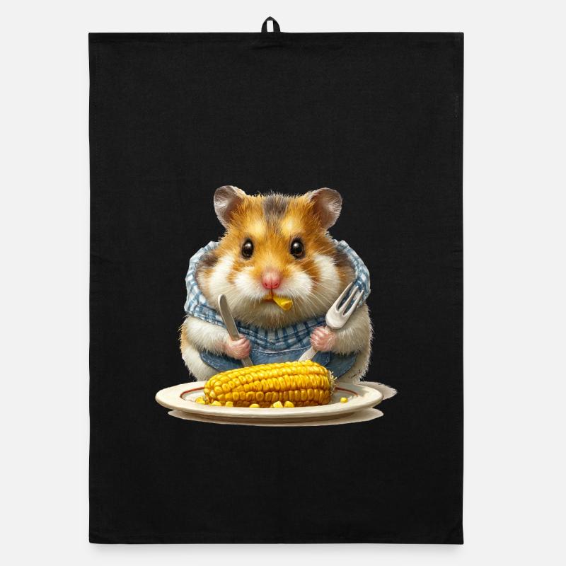 Kitchen hamsters at the corn festival Organic dish towel