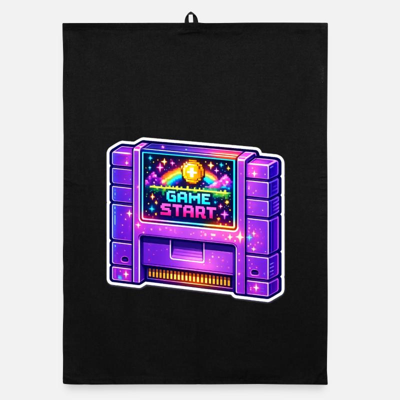 Néon Retro Arcade Start Torchon bio