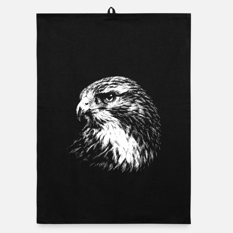 Falcon – graphics in white pencil Organic dish towel