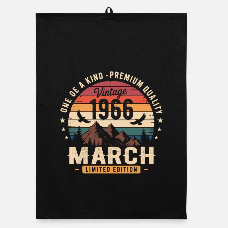 Mars 1966 Cadeau 60eme Anniversaire March 1966 Torchon bio