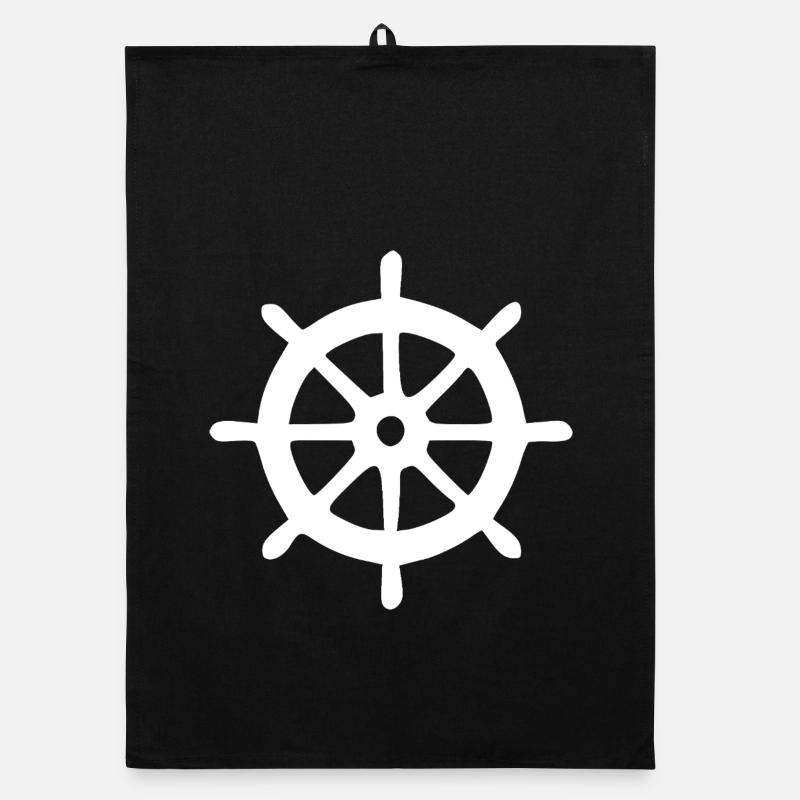 Gouvernail, navire, navigation de plaisance, voile, cadeau Torchon bio