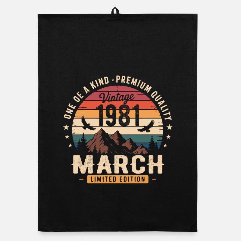 Mars 1981 Cadeau 45eme Anniversaire March 1981 Torchon bio
