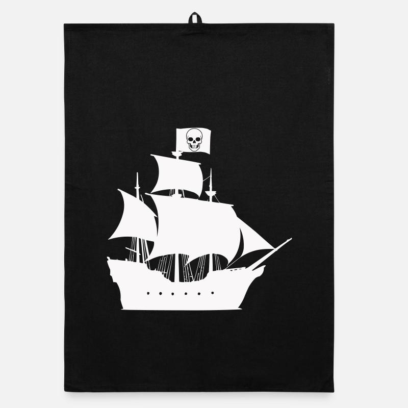 Pirate Ship Silhouette Organic dish towel