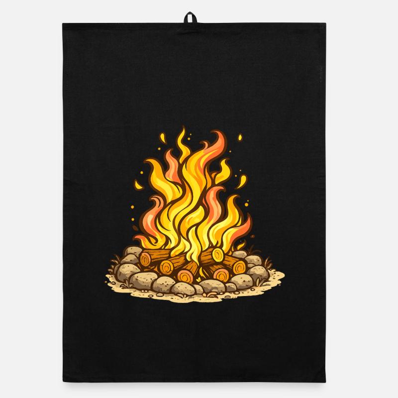 Cozy Campfire Flames Illustration Organic dish towel