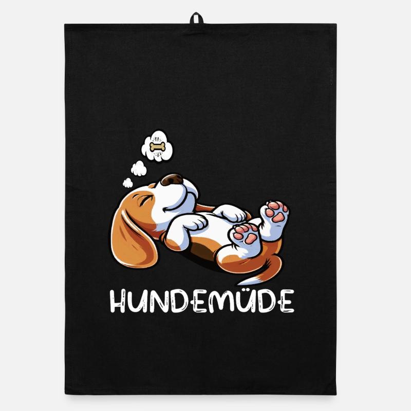 Hundemüde Beagle Beaglebesitzer Beaglehalter Organic Geschirrtuch