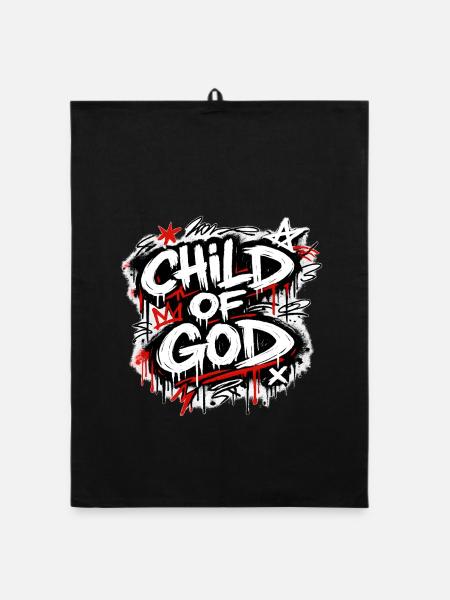 Lettrage graffiti Child of God - Torchon bio - noir - Devant