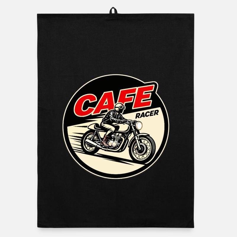 Cafe Racer Vintage Logo Circle - Organic Geschirrtuch - Schwarz