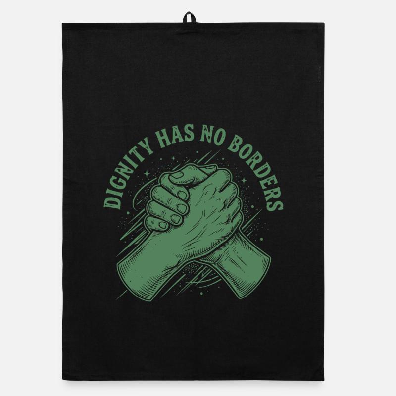 Human Rights Retro Dignity Has No Border Statement Organic Geschirrtuch