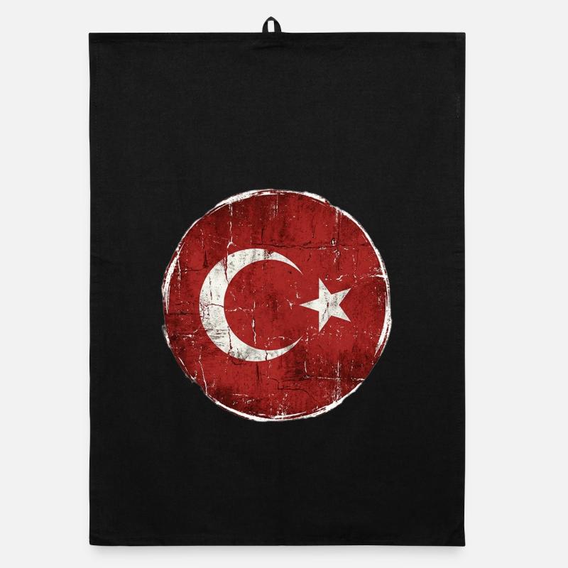 Turkey Flag Circle Design Organic dish towel